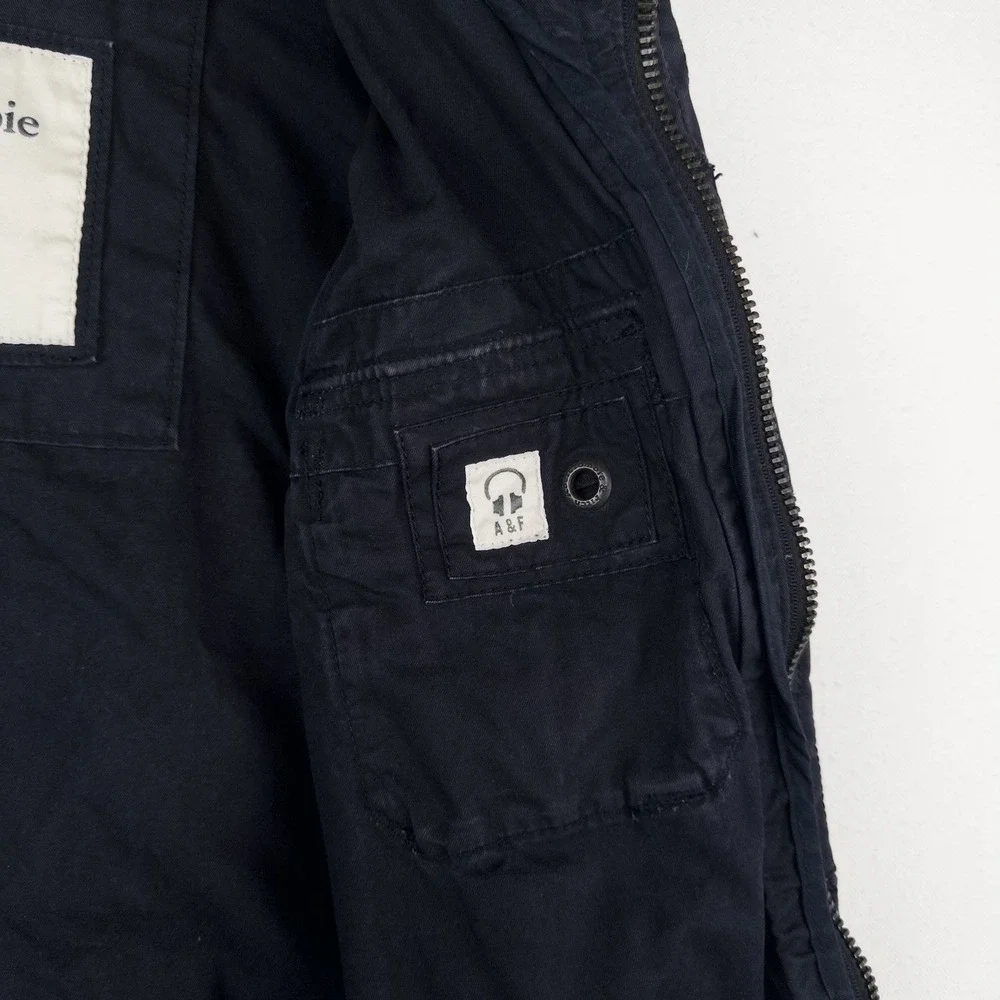 Vintage Abercrombie & Fitch Mens Medium Sentinel Cargo Military Navy Blue Jacket